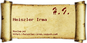 Heiszler Irma névjegykártya